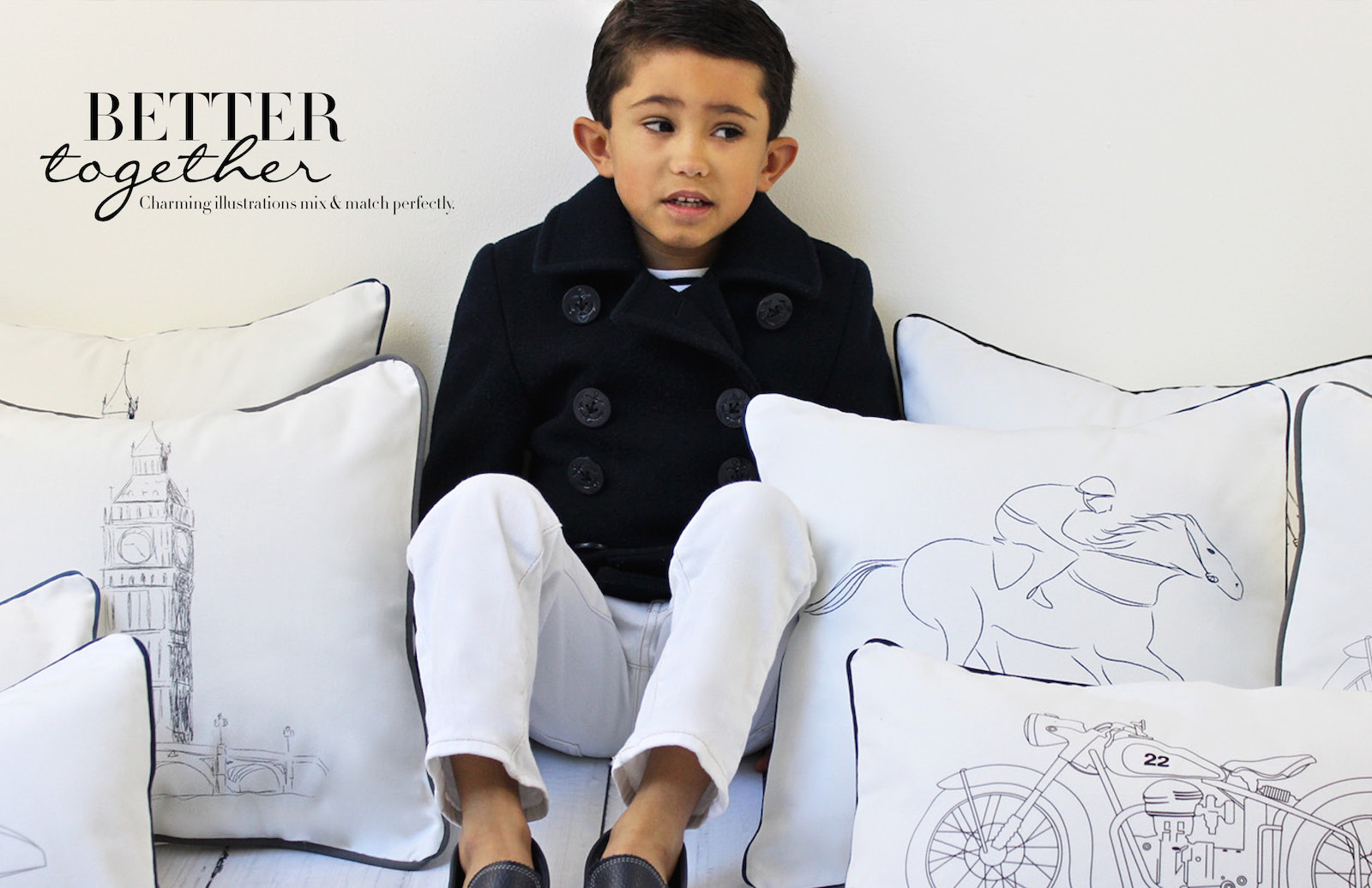 Pemberley Rose Lookbook-Modern Heritage Hand Illustrated Decorative Throw Pillows for Boys