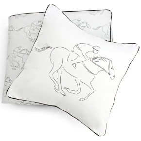 Le Cavalier Racehorse Print Pillow, Black by Pemberley Rose